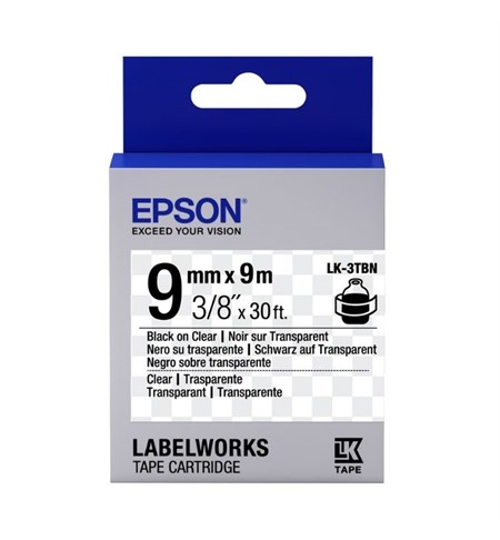 Epson LK-3TBN Ribbon Black on Transparent 9mm x 9m